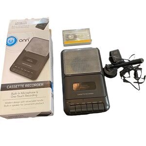 Onn cassette recorder built in speaker mic and sealed cassette. Box included